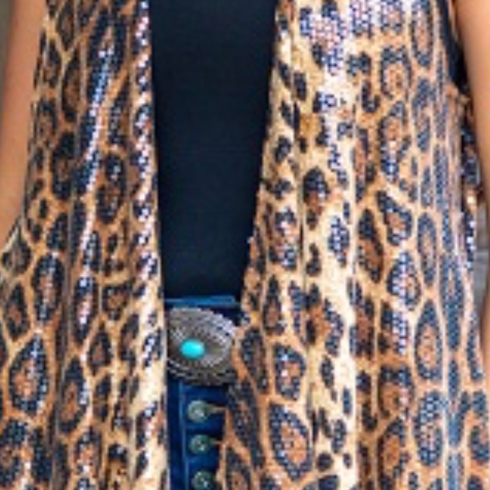 LAST ONE 🆕🐾L&B SEQUIN Leopard Kimono/Duster🐾 - Picture 6 of 8